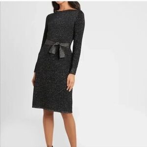 BANANA REPUBLIC Long Sleeve SWEATER dress Glitter Black Designer Glam Formal S